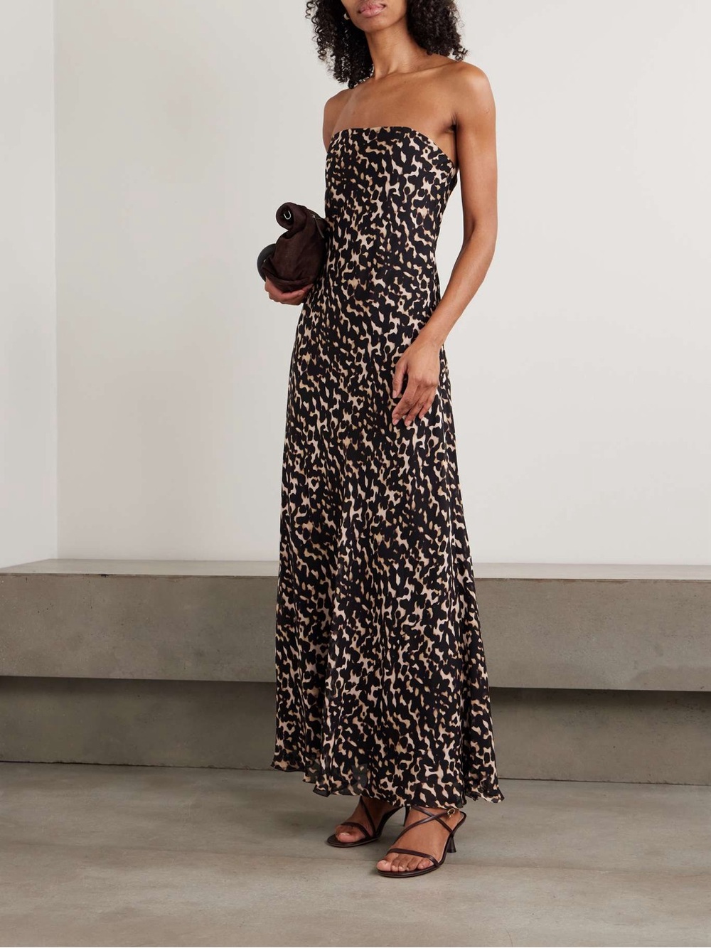 STAUD Cassie Strapless Silk Maxi Dress - Picture 3 of 12
